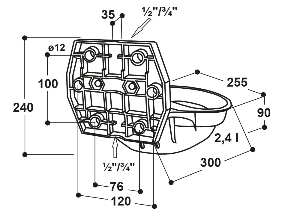Suevia P12 Black Plastic Horse Drinking Bowl - Image 4