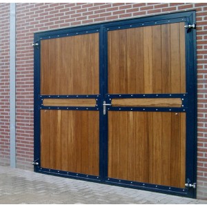 solid large timber barn doors with metal framing