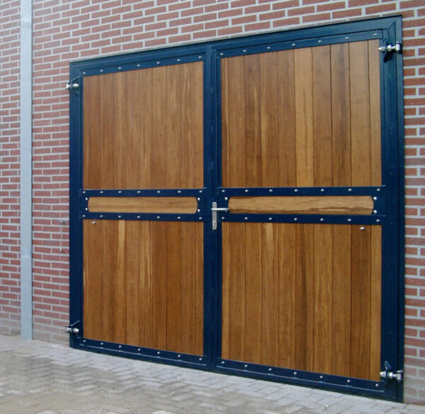 solid large timber barn doors with metal framing